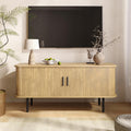 Befrases 47''W Modern TV Stand Cabinet with Storage for TVs up to 60 Inch, Fluted TV Entertainment Center with Slatted Tambour Doors, Media Console for Living Room, Entryway, Natural