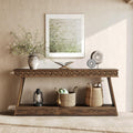 LITTLE TREE 70.87' Long Farmhouse Console Table, 2-Tier Shelf Narrow Accent Entryway Sofa Table for Living Room, Behind Couch, Hallway - Dark Brown