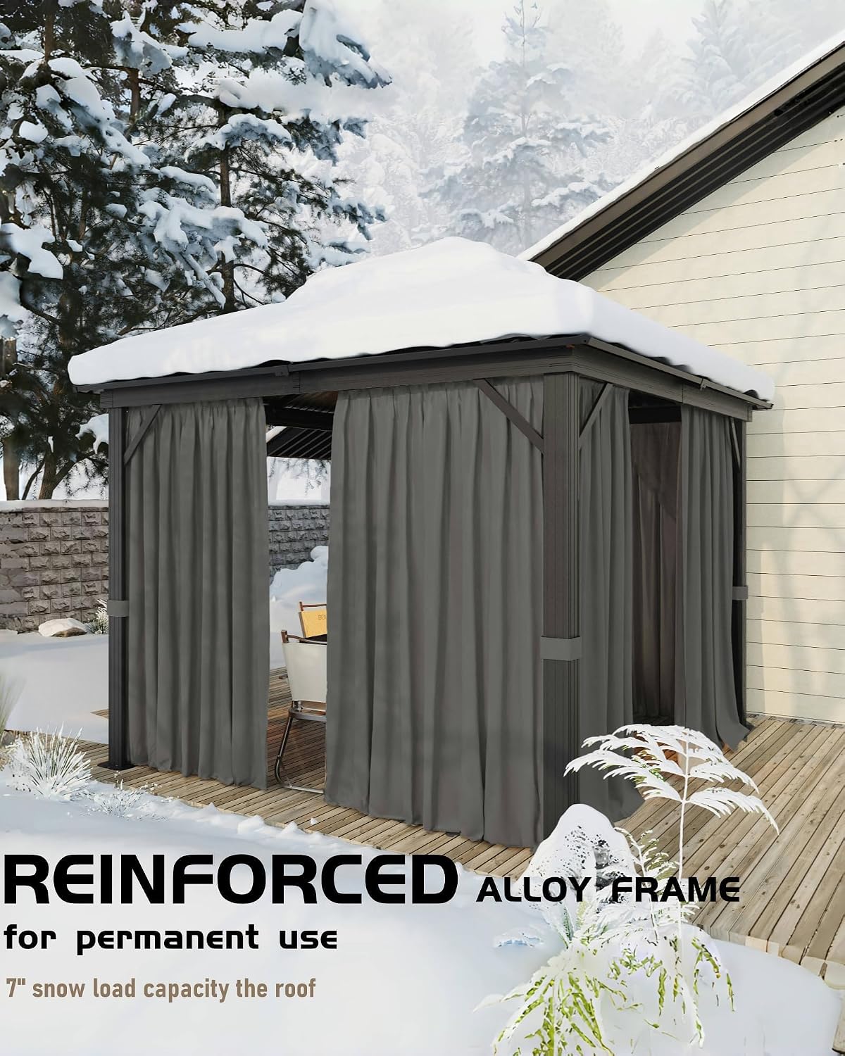 12'x12' Hardtop Gazebo - Heavy Duty Galvanized Steel Frame with Double Roof, Includes Netting & Curtains for Patio/Backyard (Gray)