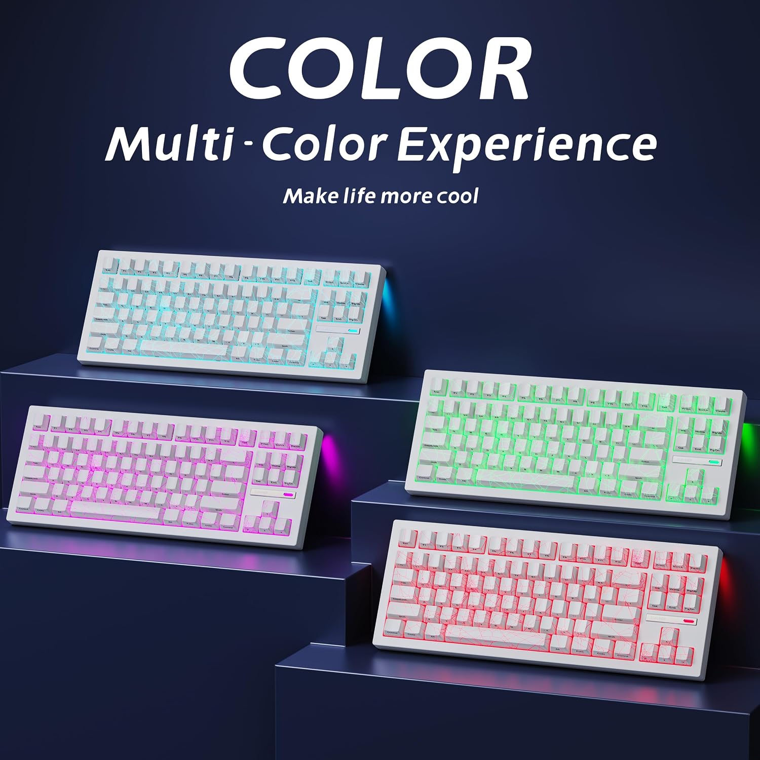 ZORNHER ZH870 Wireless Gaming Mechanical Keyboard,80% White Gaming Keyboard with White Spider Web IMD PC Keycaps,Creamy Sounding Linear Switches,Hot-Swappable,RGB Backlit