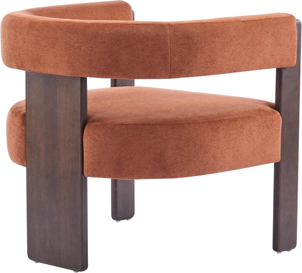 Christopher Knight Home Nettie Modern Accent Chair for Living Room, Velvet Fabric Single Lounge Sofa Chair with Wooden Frame, Comfy Reading Chair for Bedroom, Lounge Armchair with Cushion,Burnt Orange