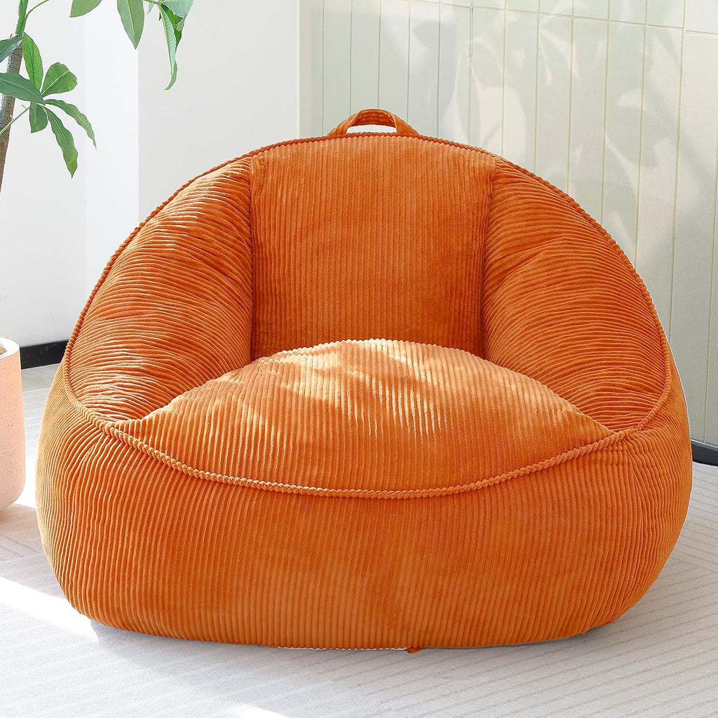 Bean Bag Chair, Cozy Fluffy Beanbag Chairs with Filler for Teens and Kids, Floor Lazy Sofa for Living Room Gaming & Reading (M-Burnt Orange)
