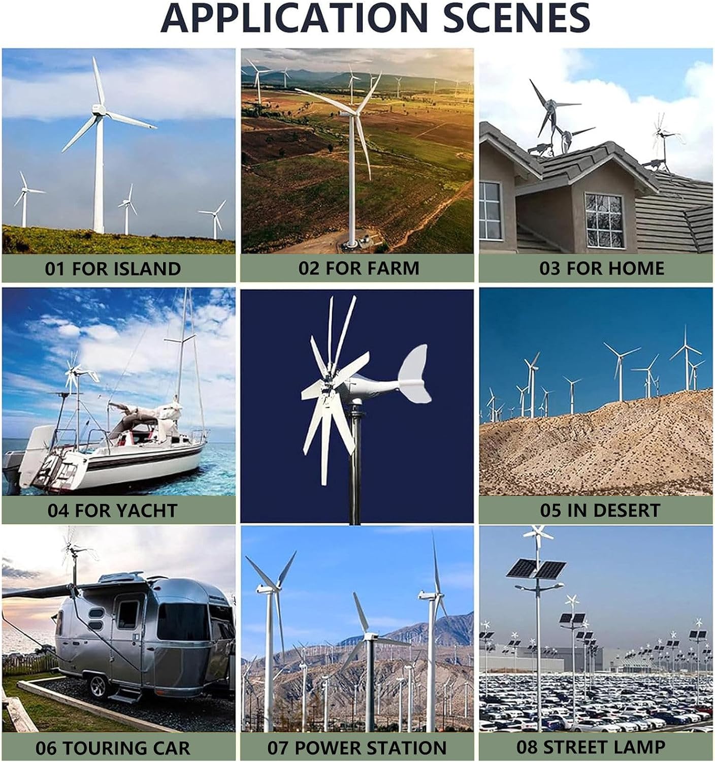 Wind Turbine Generator Kit, 14000W, 12V/24V/48V/110V/220V with 8 Blade, with MPPT Controller, Wind Power Generator for Marine, RV, Home, Windmill Generator Suit for Hybrid Solar Wind System,220V
