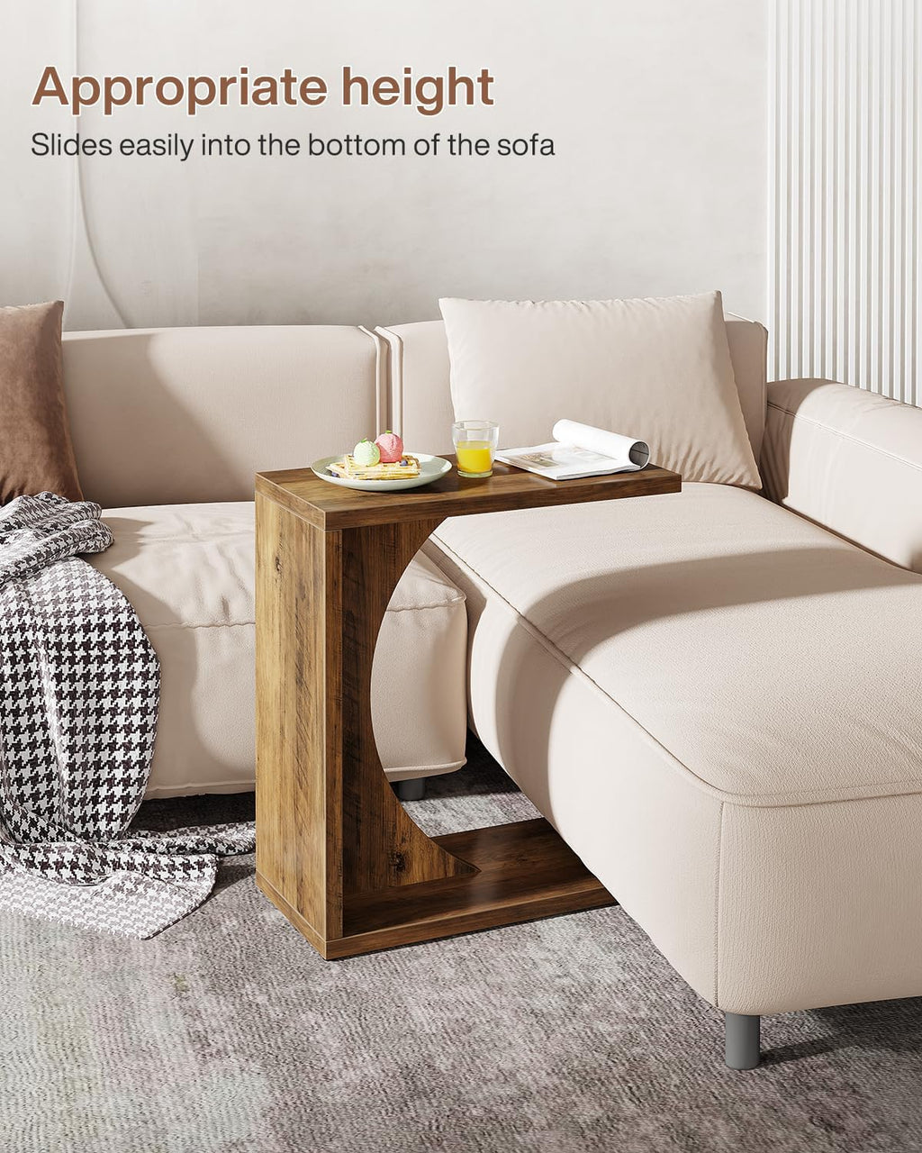 Tribesigns C-Shaped End Table for Couch, Sofa Side Table, C Table for Small Space, Living Room, Bedroom (2, Brown)
