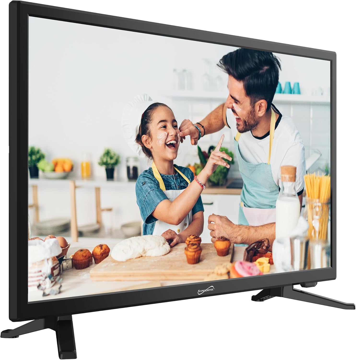 Supersonic SC-2412 24-Inch HDTV & Monitor with Built-in DVD Player, 1080p,Vibrant Colors, HDMI/USB/AC Ports, TV-to-PC Transition, and AC/DC Compatibility