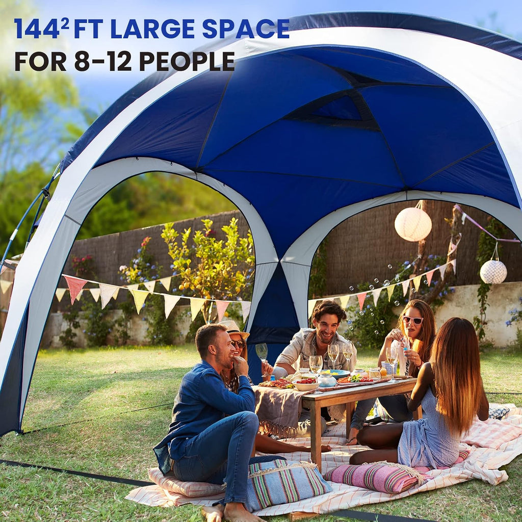 UNICAMPER Beach Tent 12 X 12ft Large UPF50+ Pop Up Canopy with 2-Pcs Side Wall