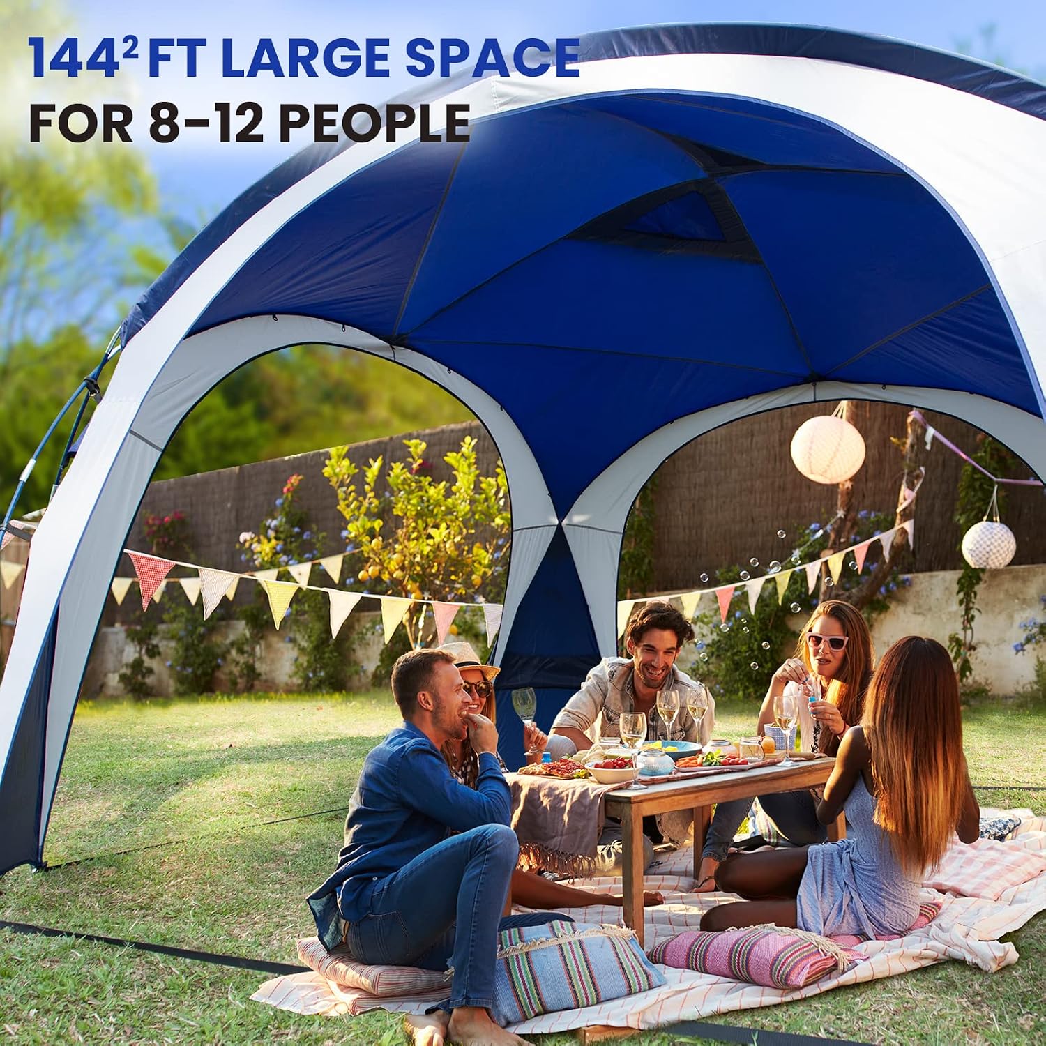 UNICAMPER Beach Tent 12 X 12ft Large UPF50+ Pop Up Canopy with 2-Pcs Side Wall