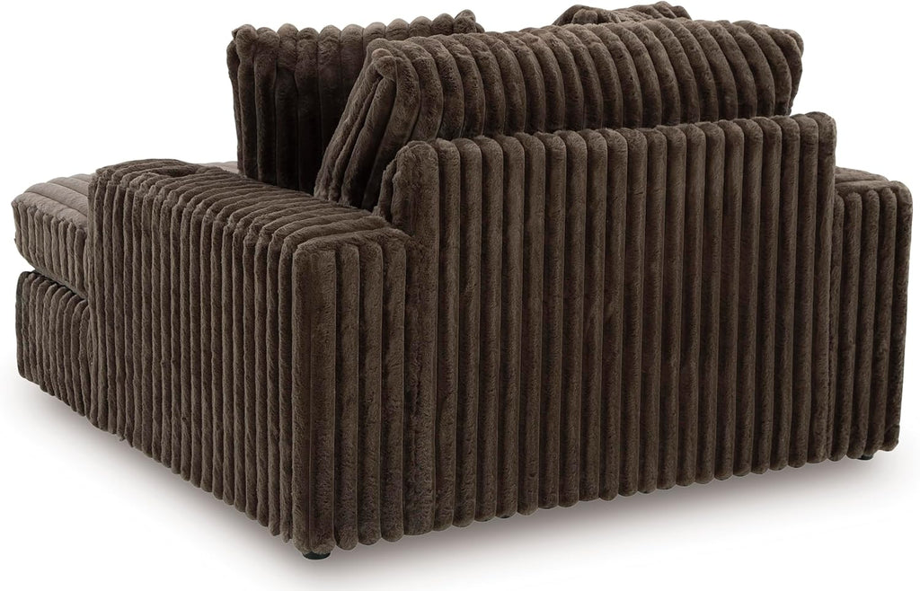 Signature Design by Ashley Midnight-Madness Contemporary Oversized Chaise with Reversible Cushions, USB Ports and Cup Holders, Dark Brown