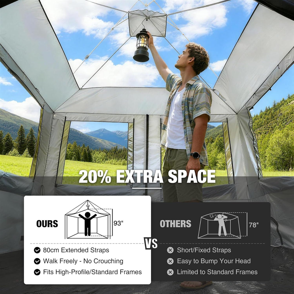 REDCAMP Canopy Camping Tent for Pop Up Canopy Tent, Inner Tent Converts Straight Leg 10'x10' or 10'x20' Canopy into Camping Tent, Fits 4-6 Person(Frame/Shelter NOT Included)
