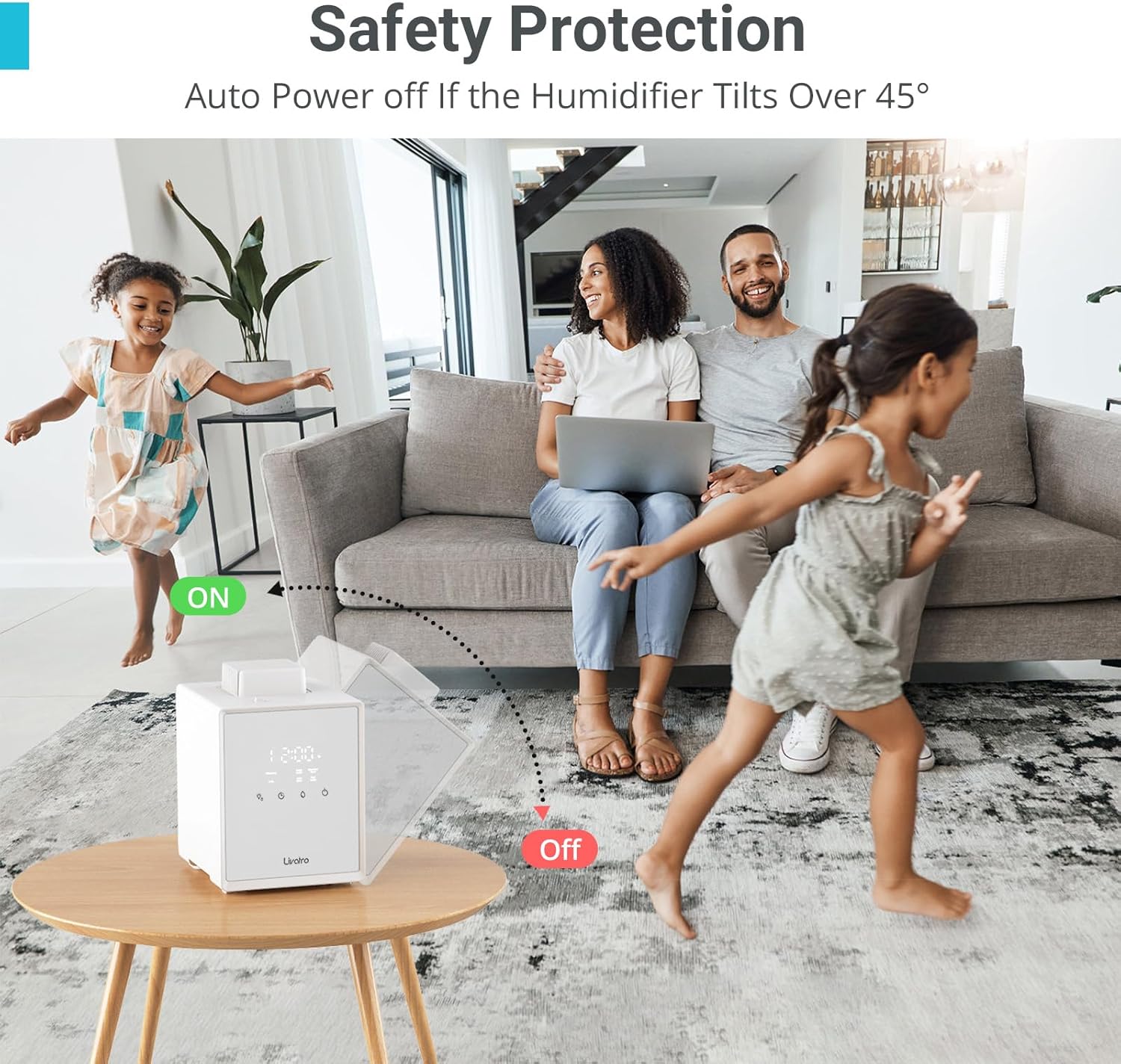 Livatro Stainless Steel Humidifier, 3L Warm Mist Humidifier, Easy Clean with Warm Steam Humidifier, Healthy Air Mist Humidifiers for Bedroom Living Room, with Sleep Mode and Auto-off Setting
