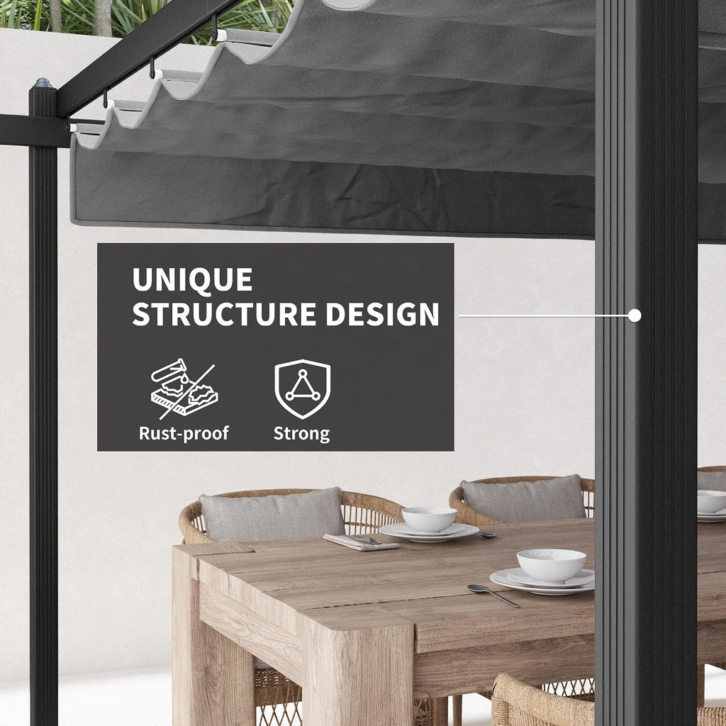 Outsunny 13' x 13' Retractable Pergola Canopy with Stronger Aluminum Frame, Outdoor Pergola Sun Shade Shelter for Garden, Patio, Backyard, Deck, Gray
