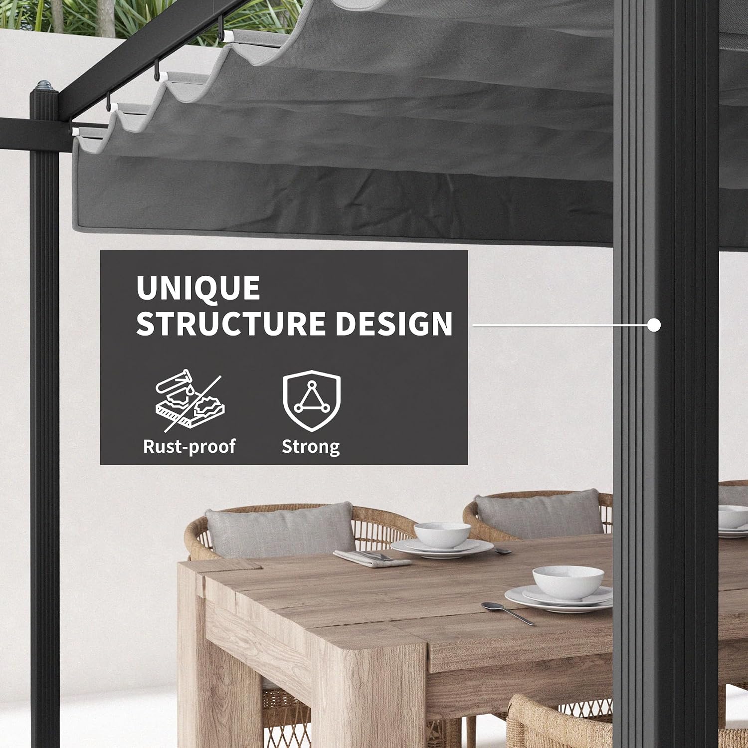 Outsunny 13' x 13' Retractable Pergola Canopy with Stronger Aluminum Frame, Outdoor Pergola Sun Shade Shelter for Garden, Patio, Backyard, Deck, Gray