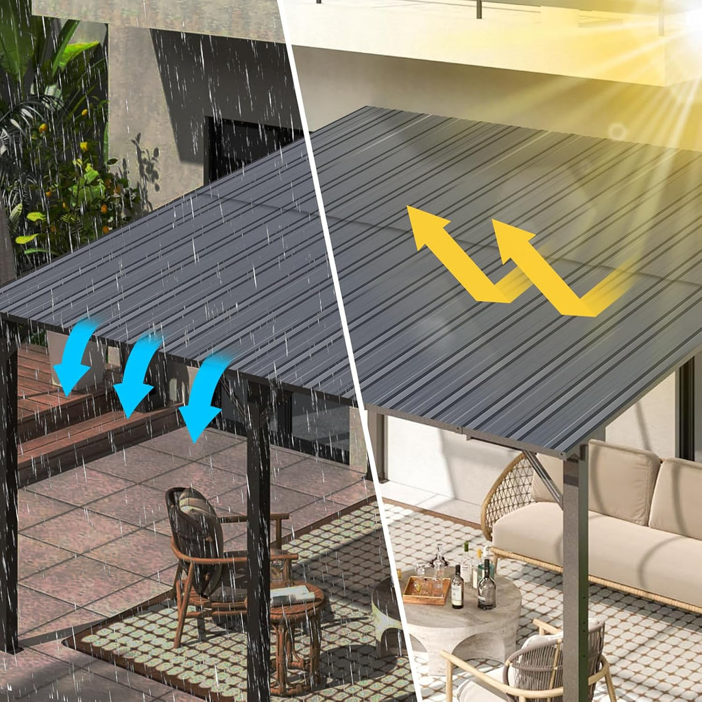 Metal Roofing Panels - 20 Pcs Corrugated Pergola Roofing Panels Heavy Duty Waterproof Tin Roof Materials for Shed Gazebo Garages Patio Siding 60.6x17.7in, Grey