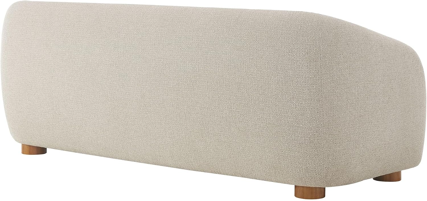 Modway Holland 85 Inch Minimalist Curved Back Sofa in Dove Gray – Chenille Fabric Sofa with Ball Throw Pillows and Wood Feet – Modern 3-Seater Couch for Living Room