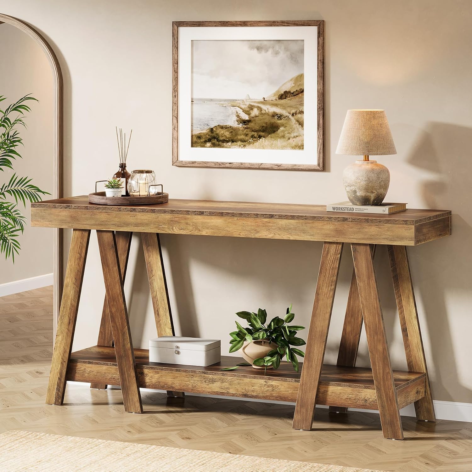 Tribesigns 70.87' Farmhouse Console Table, 2-Tier Entryway Accent Table Behind Sofa for Living Room, Entrance, Foyer