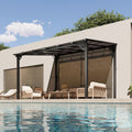 10' x 12' Outdoor Gazebo Pergola with Sloped Roof, Large Wall-Mounted Heavy Duty Awnings for Patio, Deck, and Backyard