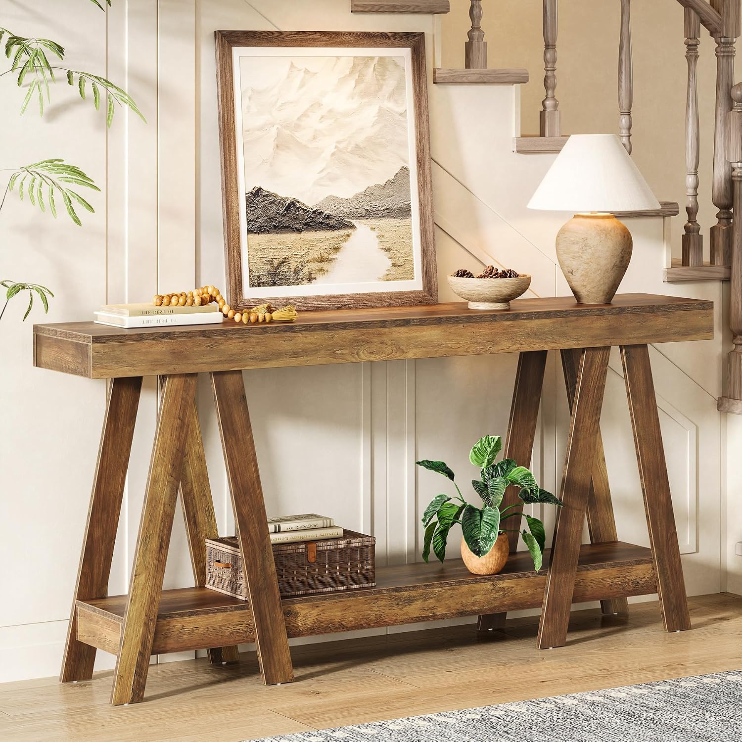 Tribesigns 70.87' Farmhouse Console Table, 2-Tier Entryway Accent Table Behind Sofa for Living Room, Entrance, Foyer