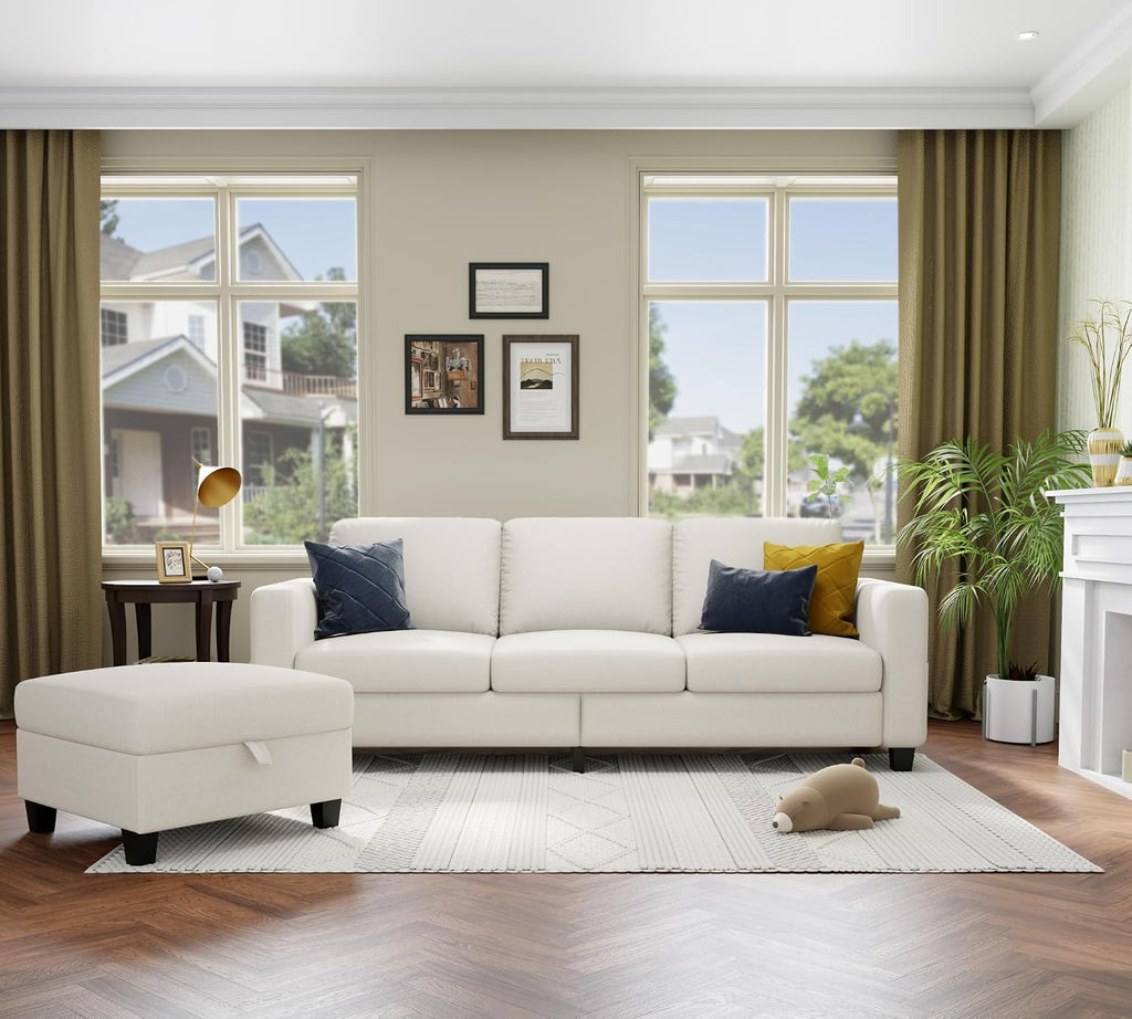 Youmumeub Sectional Couches for Living Room - Convertible Sofa and Storage Bench,79''Modern Corner Configuration,Suitable for Living Room, Apartment, Bedroom and Office-Beige
