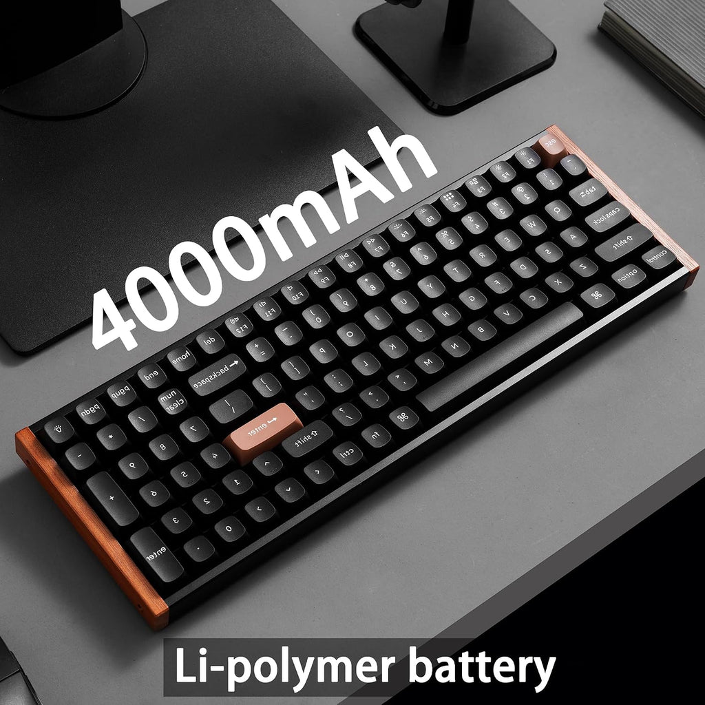 Keychron K4 HE QMK Wireless Gaming Custom Mechanical Keyboard, 2.4 GHz/Bluetooth/Wired 96% Layout Hot-Swappable Programmable RGB Backlit Gateron Magnetic Switches for Mac Windows, Wood Frame-Black