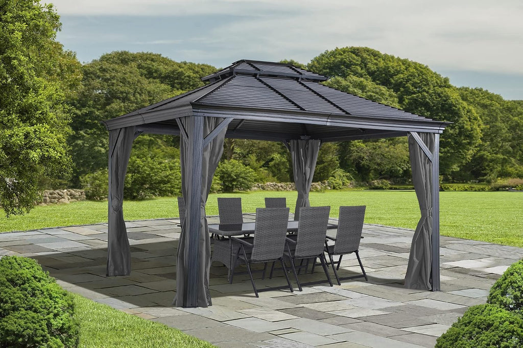 Sojag Accessories Set of 4 12' x 12' Curtains for Monaco/Messina/Mykonos Outdoor Gazebo Models, Grey