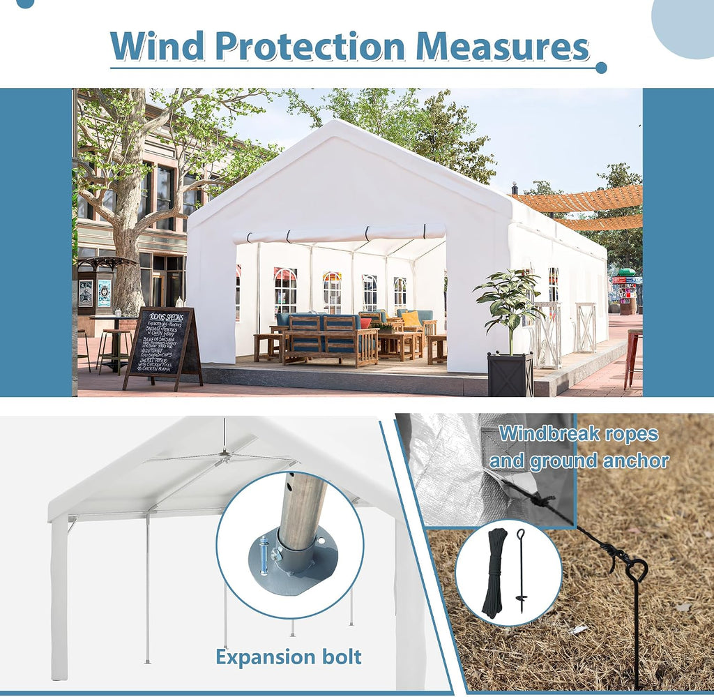KEIKI 16X32ft Party Tent Heavy Duty, Outdoor Canopy Tent Carport Wedding Event Shelter BBQ Wedding Tents for Parties with Storage Bags & Removable Sidewall for Parties Carport Camping Garden Patio