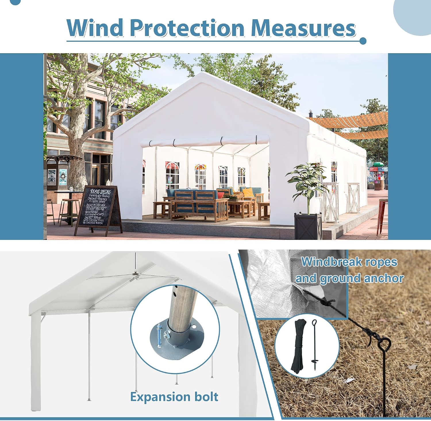 KEIKI 16X32ft Party Tent Heavy Duty, Outdoor Canopy Tent Carport Wedding Event Shelter BBQ Wedding Tents for Parties with Storage Bags & Removable Sidewall for Parties Carport Camping Garden Patio