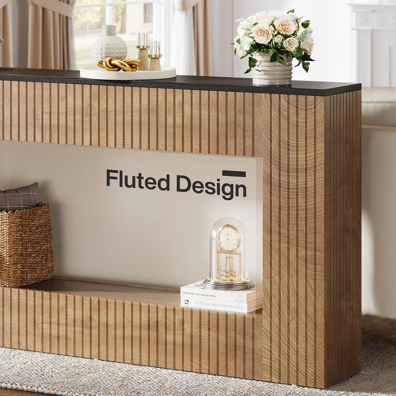 Tribesigns Modern Console Table, 55-Inch Wood Entryway Table with Storage, Narrow Long Sofa Table Behind Couch Table for Living Room, Foyer, Hallway, Brown