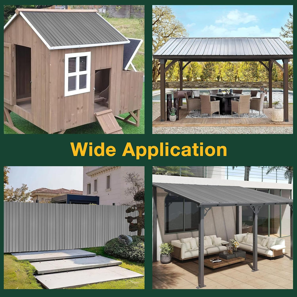 NeatiEase 20 Pcs Metal Roofing Panels, 5.1 Feet Corrugated Galvanized Roofing Panels Metal Siding Panels with Steel Screws for Pergola, Gazebo, Shed, Outdoor Storage, Chicken Coop, Patio,Garages