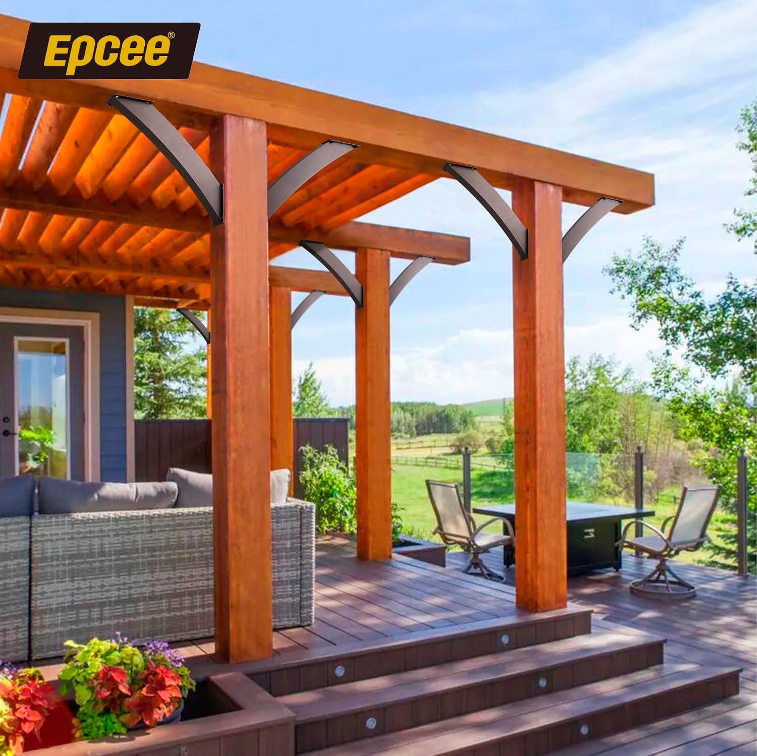 Heavy Duty 45 Degree Angle Support Bracket 4'×4' (Actual: 3.2'×3.2') Wood Beam Support Hardware Degree Post Bracket for Gazebos Pagola Porches 8Pcs
