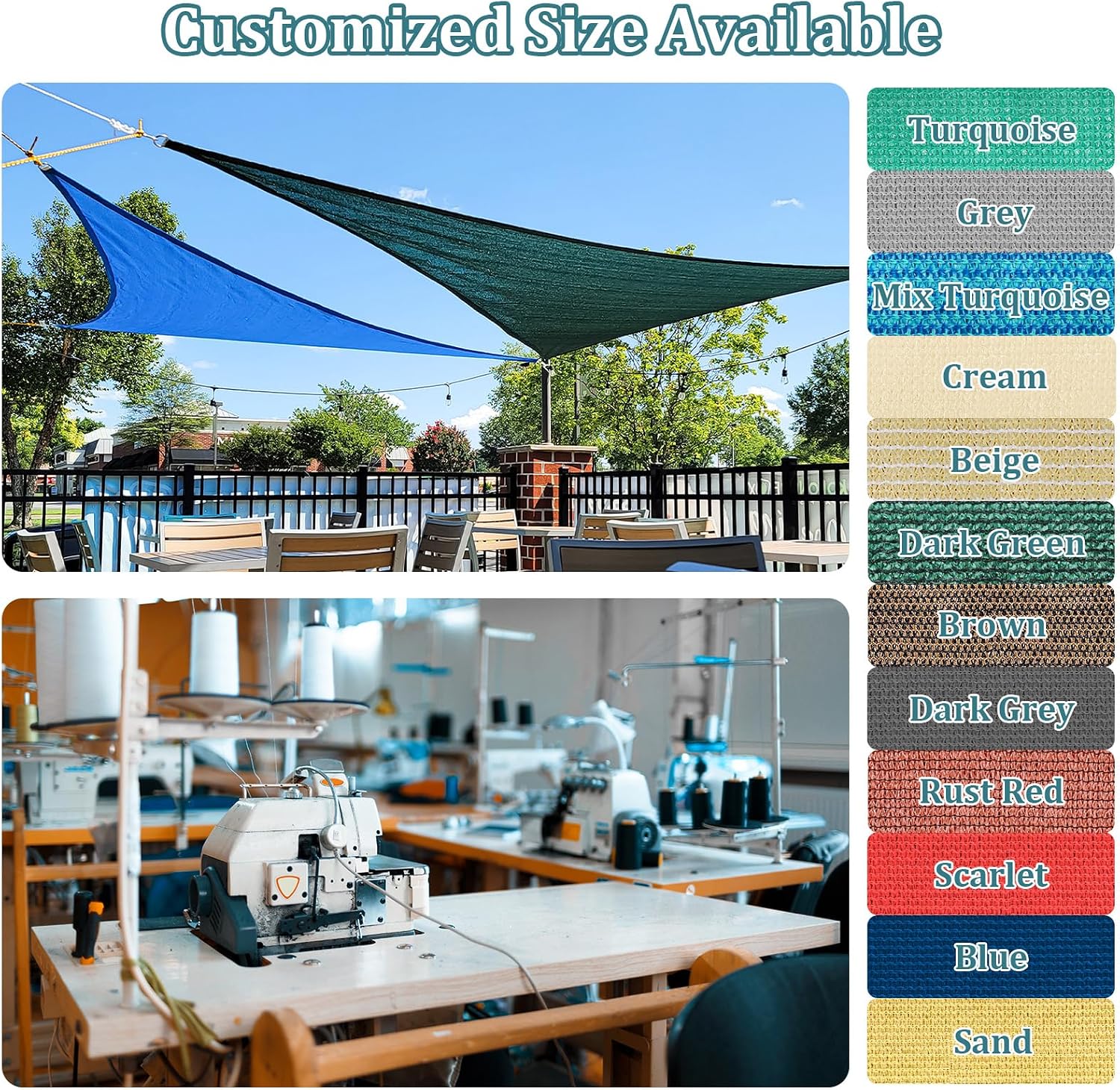 Shade&Beyond Custom 07'x13' Sun Shade Sail Canopy Rectangle UV Block Breathable Curved Sunshade for Backyard Yard Deck Outdoor Facility and Activities, Black (We Make Custom Size)