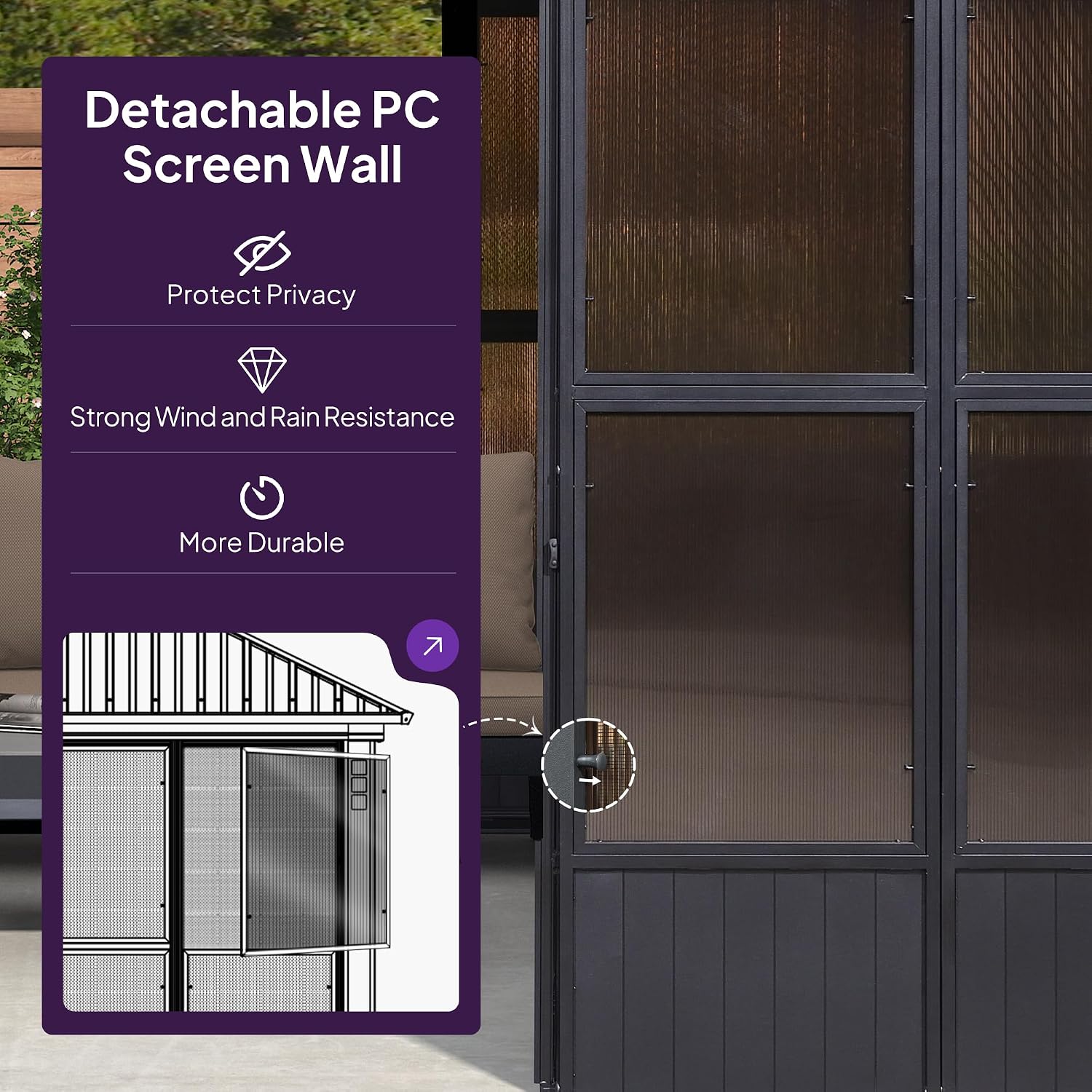 PURPLE LEAF 12' X 14' Patio Hardtop Gazebo Double Top Galvanized Steel Screen Aluminum Outdoor Solarium for Garden Backyard