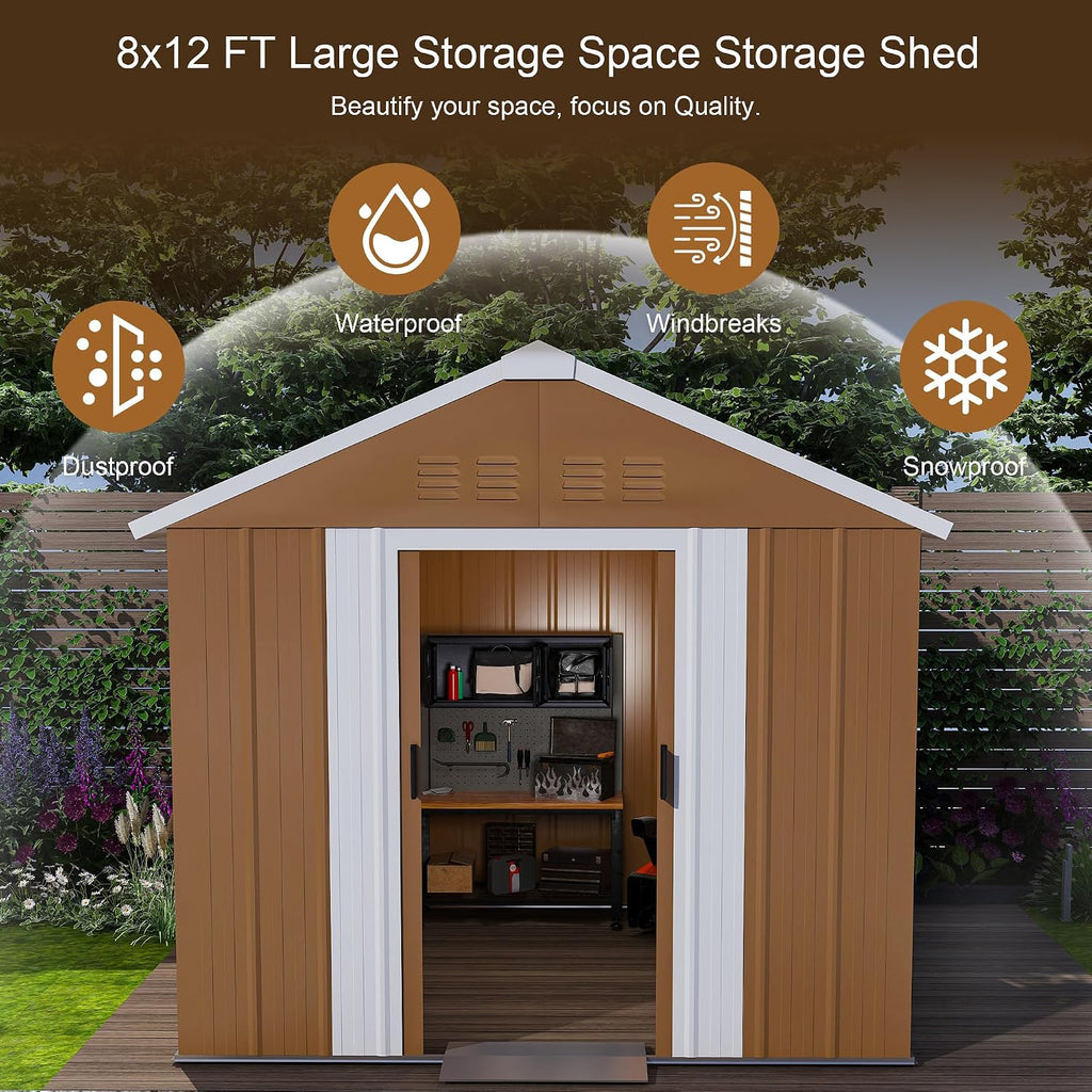 Leavader 6x4 FT Metal Storage Shed, Heavy-Duty Outdoor Matel Tool Shed with Windows, Lockable Door&Ventilation - Weatherproof Outdoor Garden Shed for Backyard, Lawn, Tool Organization