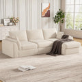 Vabches 106.6' Modular Sectional Sofa with Chaise, Comfy Cloud Sectional Couch, Modern L-Shape Corduroy Sofa with Deep Seat, Upholstered Couches for Living Room Bedroom,No Assembly Required (Beige)