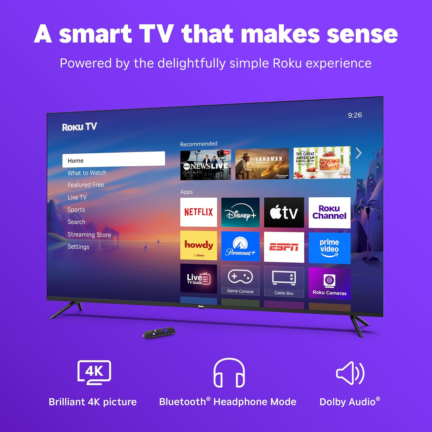 Roku Smart TV – 43-Inch Select Series, 4K HDR TV – Roku TV with Roku Remote – Flat Screen LED Television with Wi-Fi for Streaming Live Local News, Sports, Family Entertainment