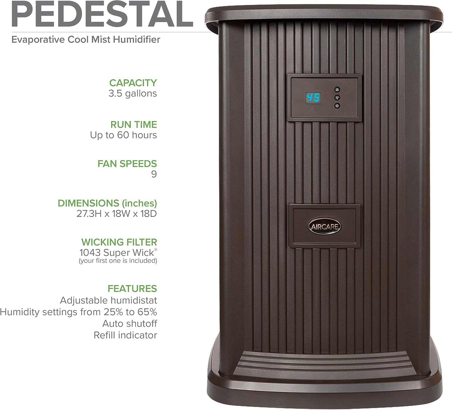 AIRCARE Digital Whole-House Pedestal-Style Evaporative Humidifier (Espresso)