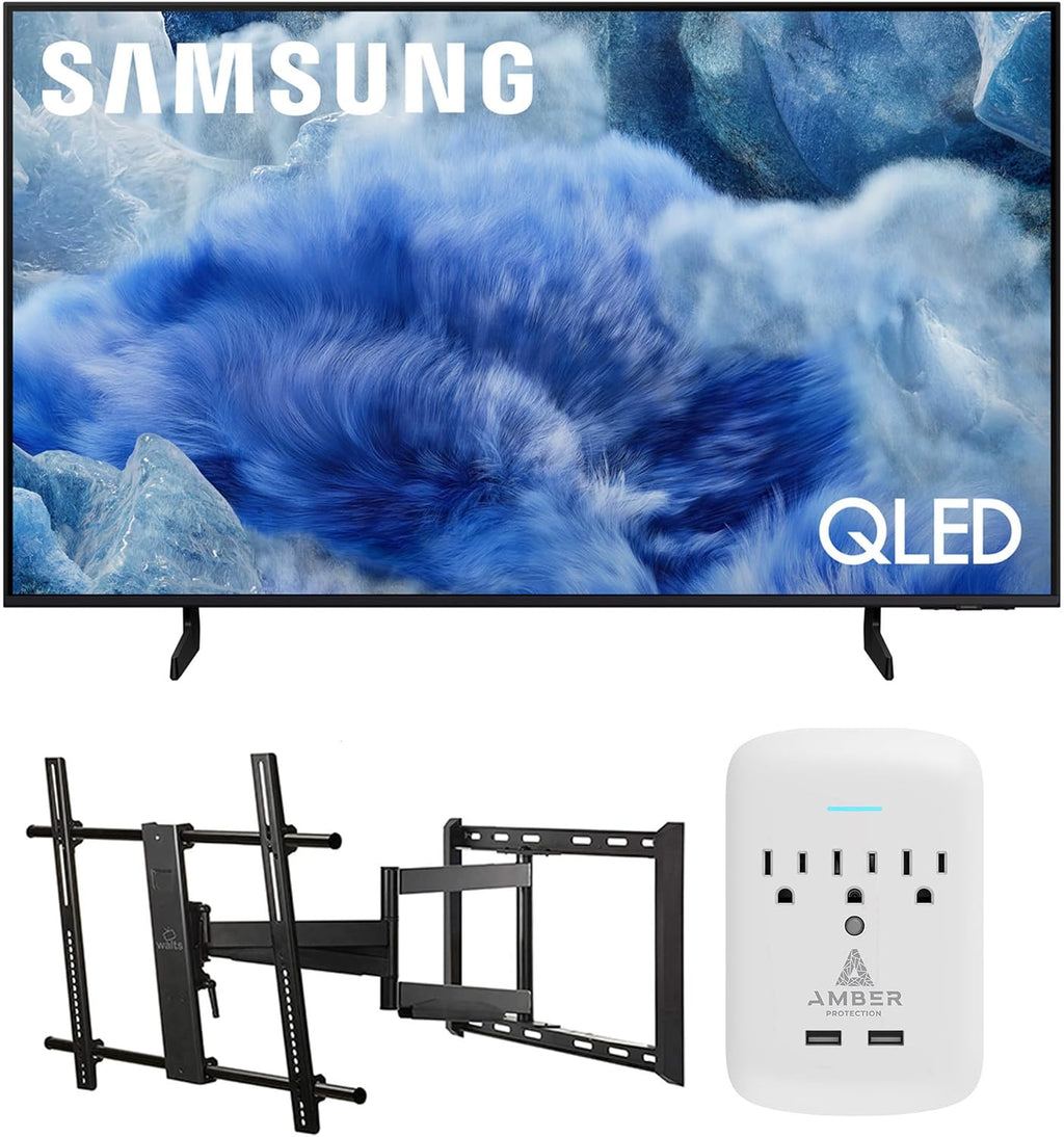 Samsung QN43Q8FAAFXZA 43 Inch Class QLED Q8F 4K Vision AI Smart TV with a Walts Large/Extra Large Full Motion Mount for 43'-90' TVs and Amber Protection 3-Outlet-Surge Surge Protector (2025)