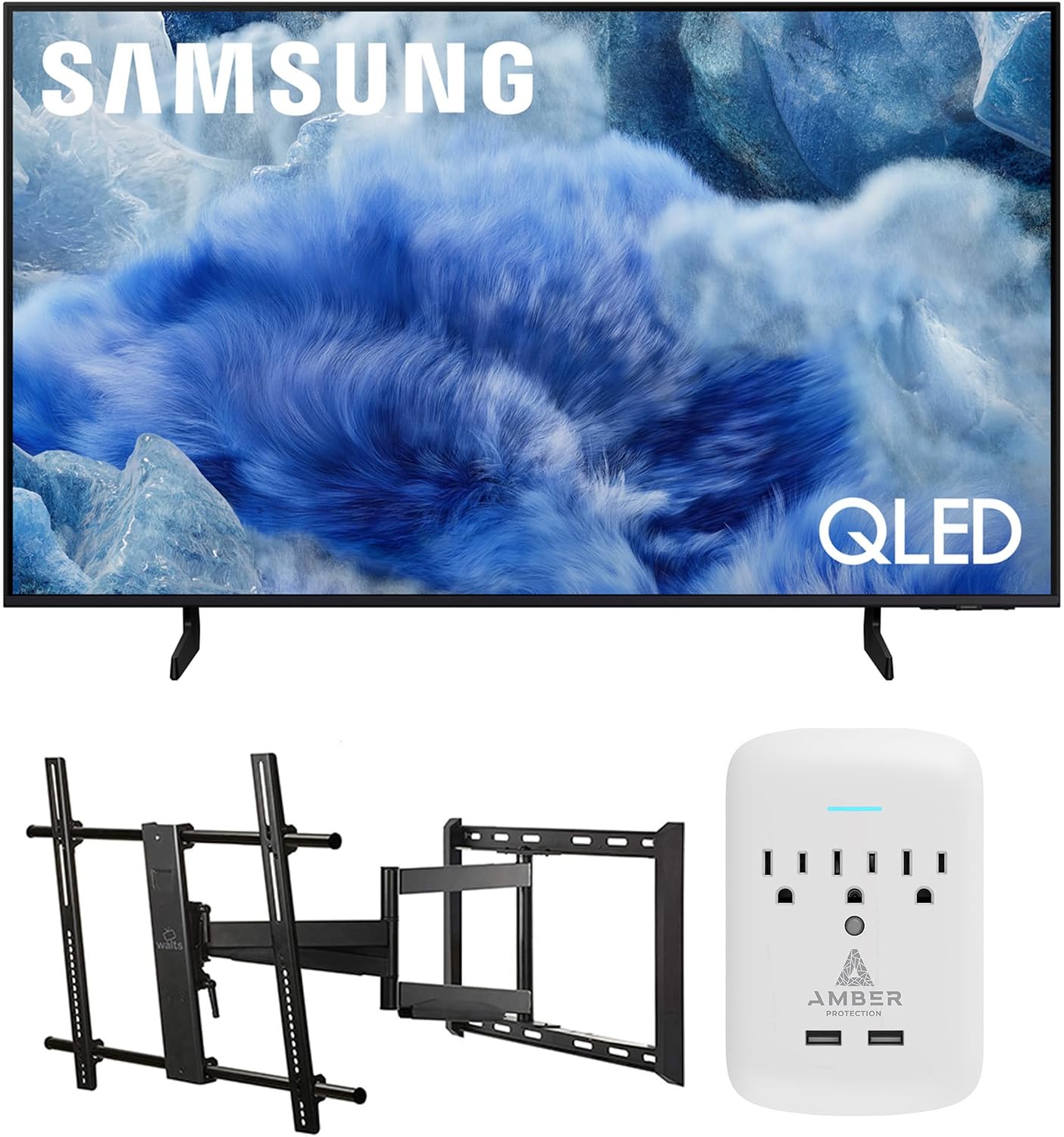 Samsung QN43Q8FAAFXZA 43 Inch Class QLED Q8F 4K Vision AI Smart TV with a Walts Large/Extra Large Full Motion Mount for 43'-90' TVs and Amber Protection 3-Outlet-Surge Surge Protector (2025)