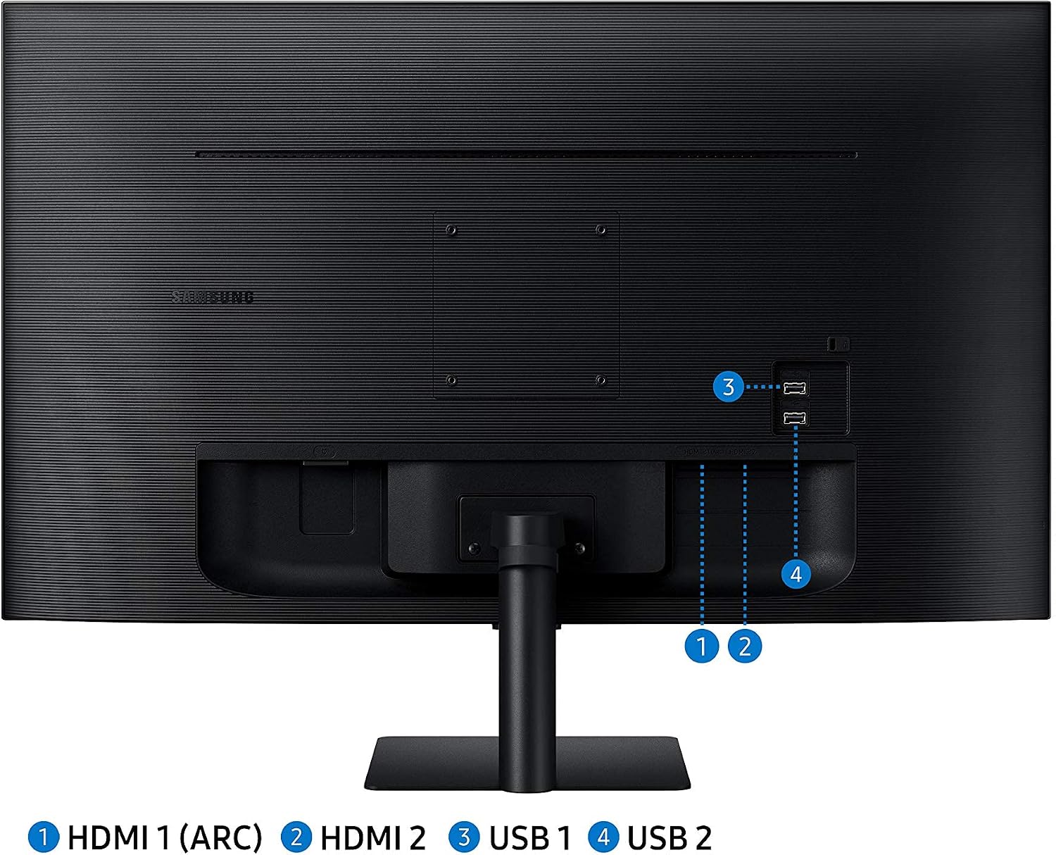 SAMSUNG M5 Series 27-Inch FHD 1080p Smart Monitor & Streaming TV (Tuner-Free), Netflix, HBO, Prime Video, & More, Apple Airplay, Bluetooth, Built-in Speakers, Remote Included (LS27AM500NNXZA)