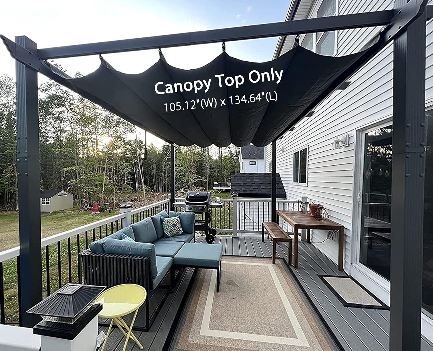 PURPLE LEAF Pergola Shade Cover for 10' X 13' Deck Porch Outside Outdoor Retractable Durable Fabric Canopy Replacement Top Only Gray