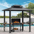 COBIZI 6x8ft Hardtop Grill Gazebo,Outdoor Aluminum BBQ Gazebo,Black