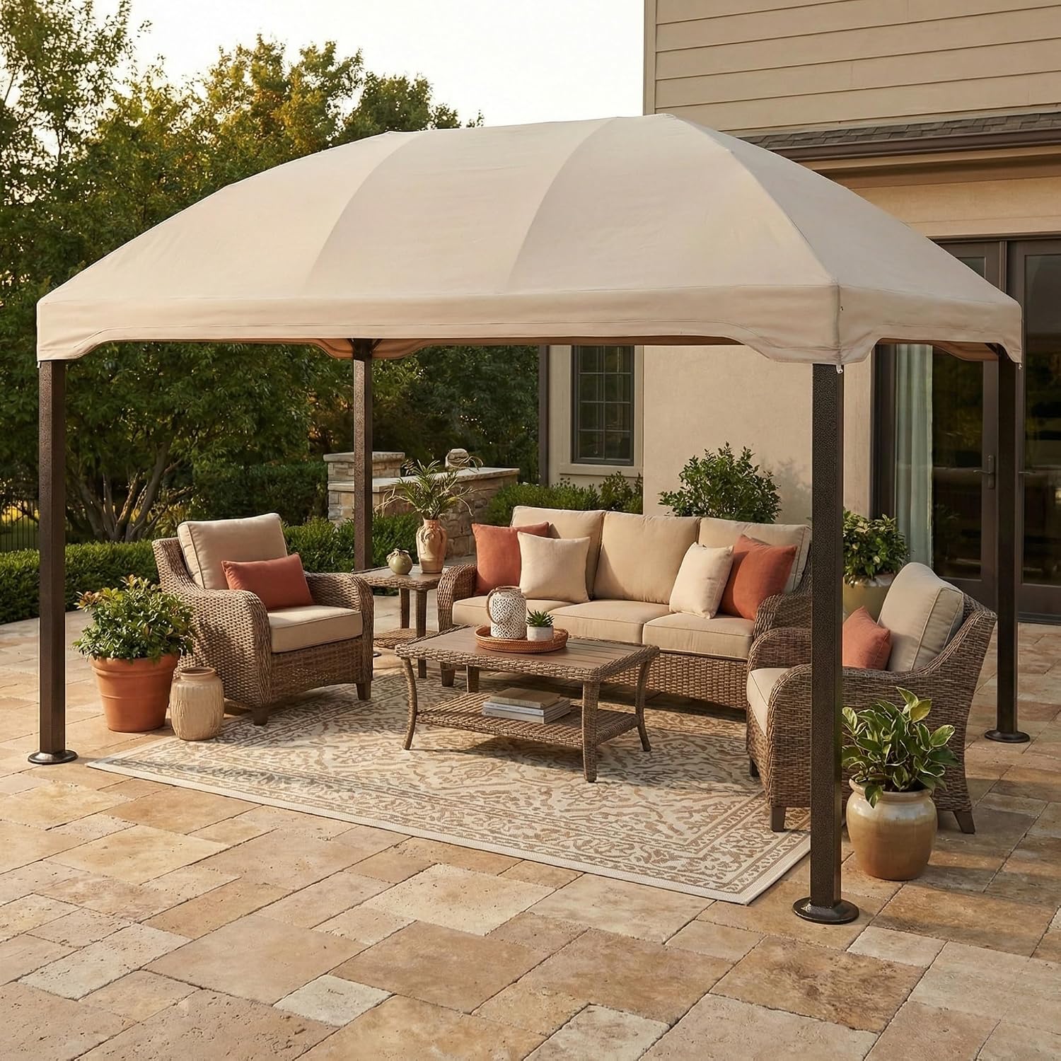 Garden Winds Durable 350 Replacement Canopy Top Compatible with Pomeroy Domed 10' x 13' Gazebo Model L-GZ702PST - Beige