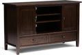 SIMPLIHOME Warm Shaker TV Stand - 47 inch Wide Solid Wood Media Console in Tobacco Brown, Transitional Entertainment Center for TVs up to 50 Inches with 2 Cabinets, 2 Drawers, and Cord Management