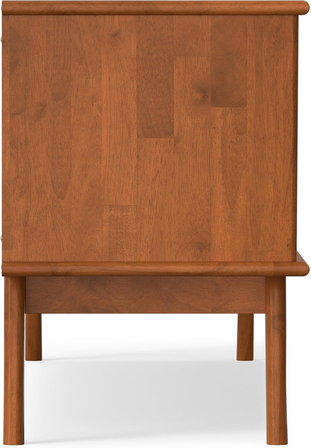 SIMPLIHOME Draper TV Stand - 72 inch Wide Solid Wood Media Console in Teak Brown, Mid Century Modern Entertainment Center for Living Room for TVs up to 80 Inches with Cabinets and Cable Management