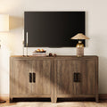 WAMPAT Farmhouse TV Stand for TVs up to 65 Inch, Rustic Wood Entertainment Center & Media Console with 4 Storage Doors, Accent Cabinet for Living Room, Hallway, Rustic Brown