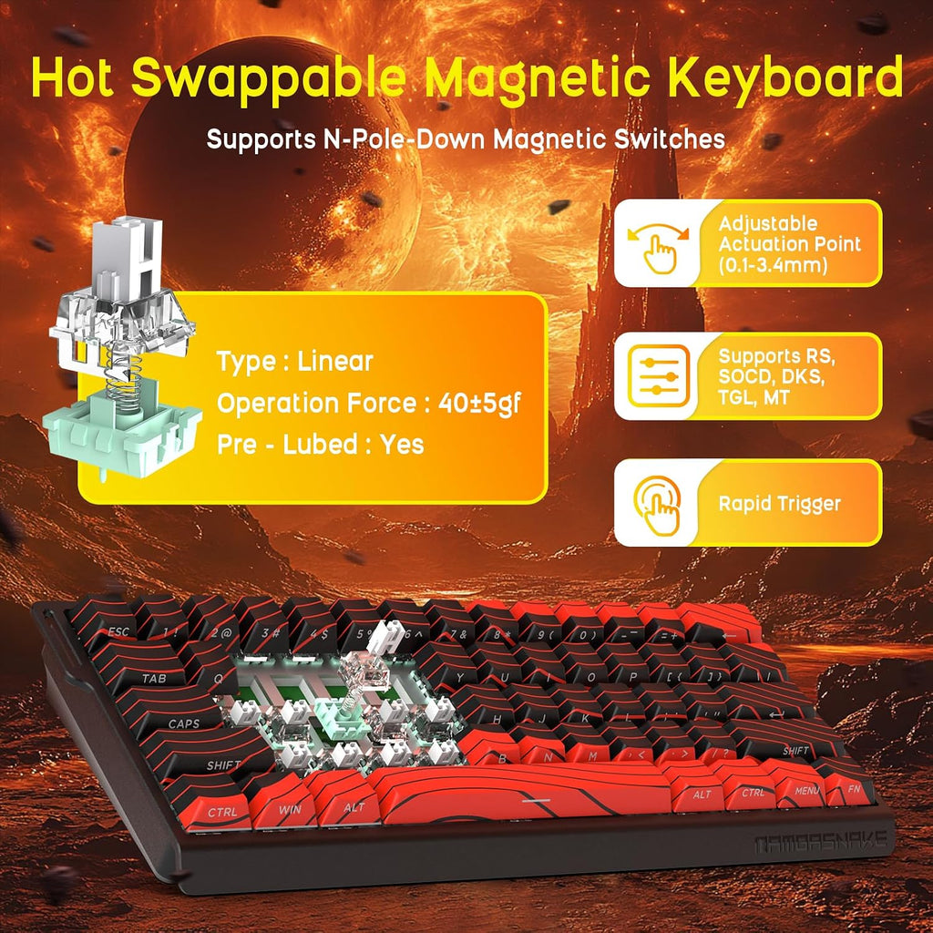 ATTACK SHARK X11 Mouse and X60 HE Keyboard Wireless Gaming Combo,Magnetic Switch,8K Polling Rate,Hall Effect,Rapid Trigger,PAW3311 Optical Sensor,22K DPI,Lightweight-Red