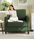 Welzona Sofa Reading Chair,33' Accent Chair for Bedroom, Tool-Free Setup Living Room Accent Chairs, Comfy Arm Chairs Living Room, All-Wood Reading Nook, Green