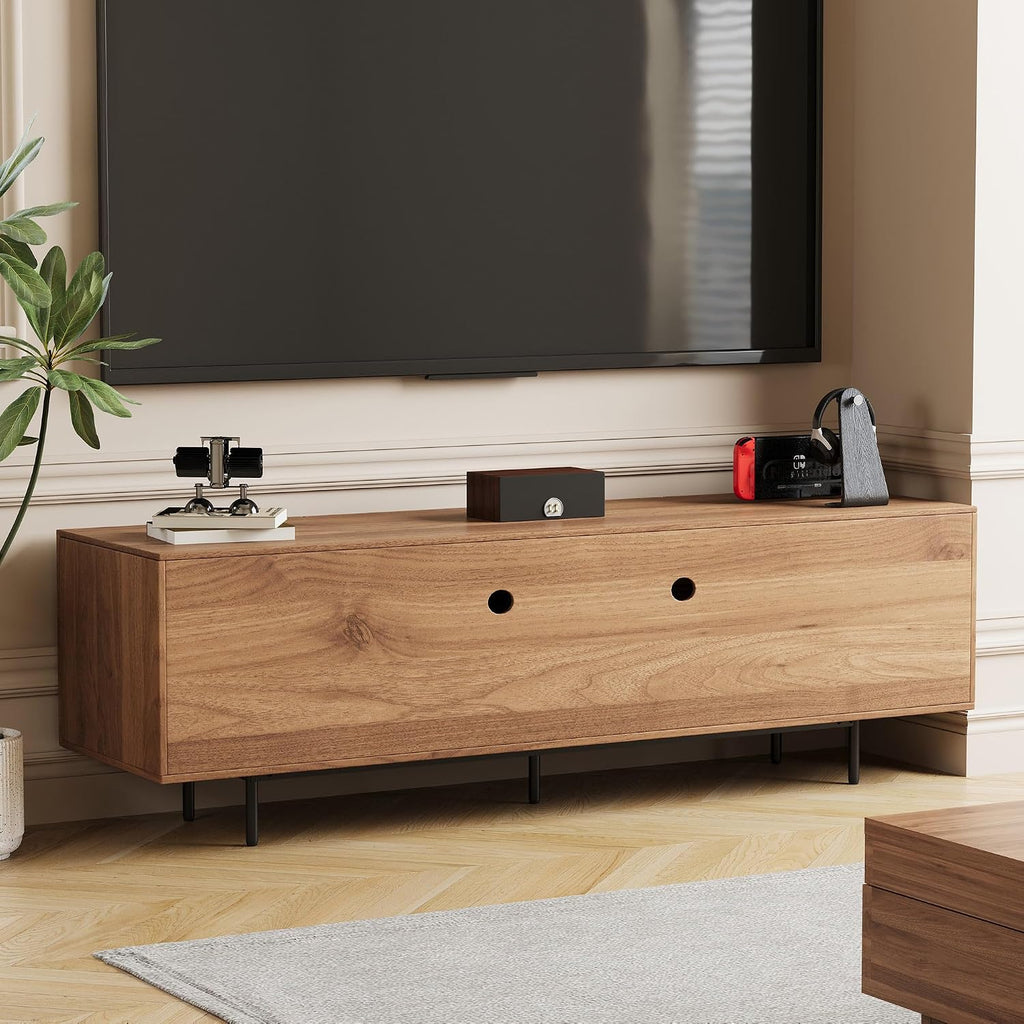 Mid Century Modern TV Stand for 70 Inch TVs, 70.87' Walnut Console with Ample Storage – Stylish Entertainment Center for Living Room or Bedroom