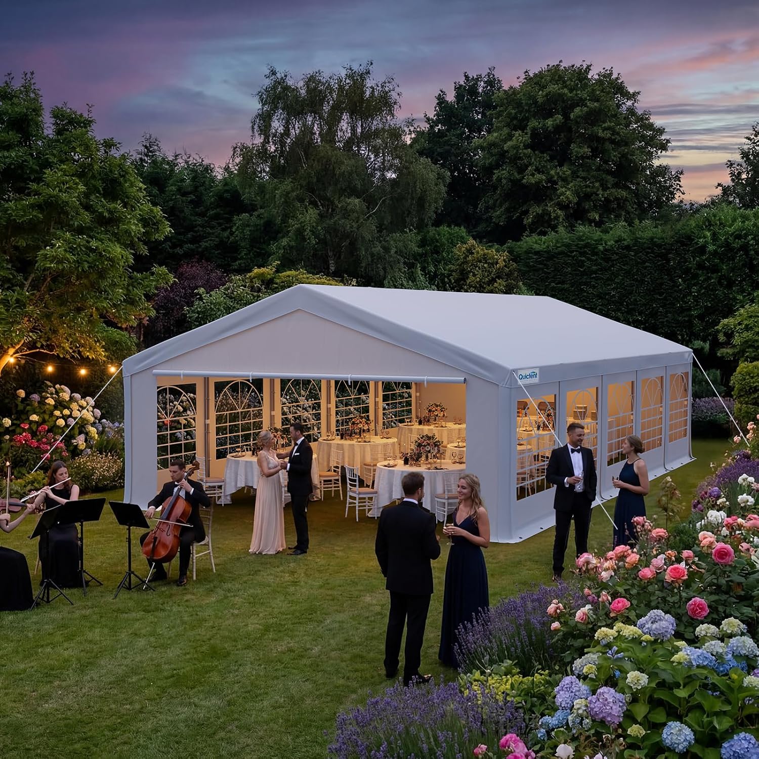 Quictent Premium 20x32 Party Tent Heavy Duty Outdoor Gazebo White Event Shelter Wedding Canopy Tent for Parties Carport BBQ with Removable Sidewall Windows & Storage Bags