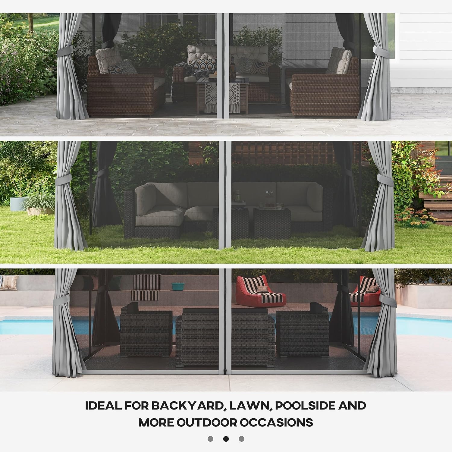 Outsunny 10' x 13' Patio Gazebo, Outdoor Gazebo Canopy Shelter with Netting and Curtains, Aluminum Frame for Garden, Lawn, Backyard and Deck, Gray