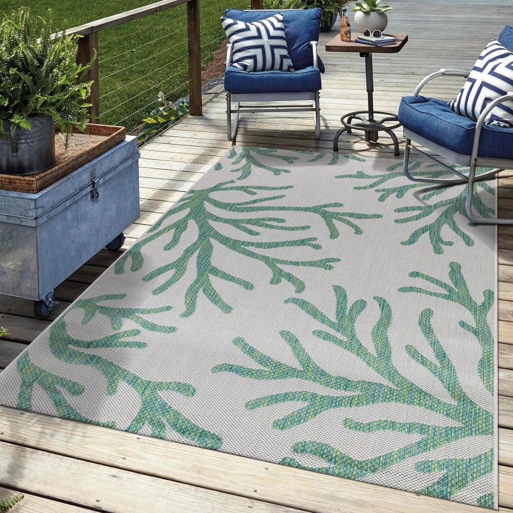Keen Home Design Terrace Outdoor Area Rug - 9x12 Washable Indoor/Outdoor Rug for Patio, Kitchen, Balcony, Beach, Garden, Deck and Porch, Size: 8'10'x12'